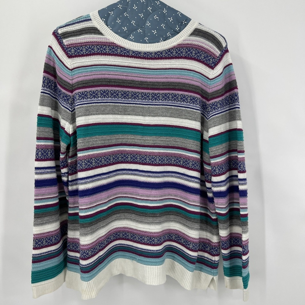 Talbots Petites XL P Striped Fair‎ Isle Crewneck Sweater Cotton Wool Soft Cozy